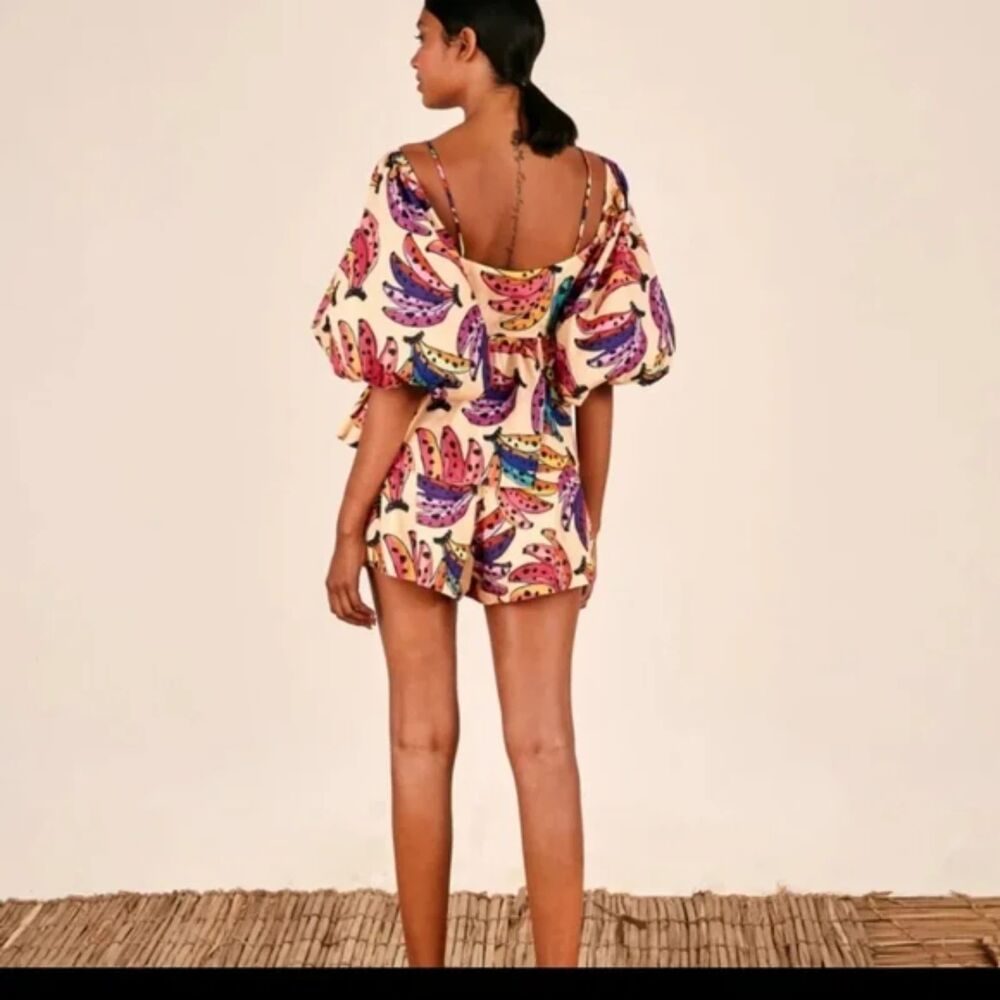 Farm Rio Banana Bunch Voluminous-sleeve Blouse In Multi, Size L - Picture 4 of 10